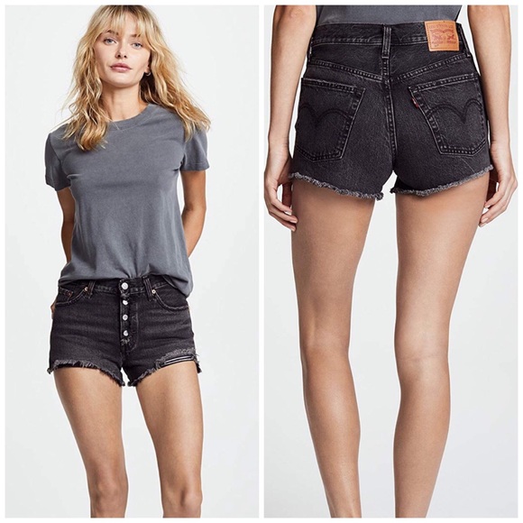 NWT Levi’s 501 Black Button Fly Cut Off Shorts - Picture 5 of 5